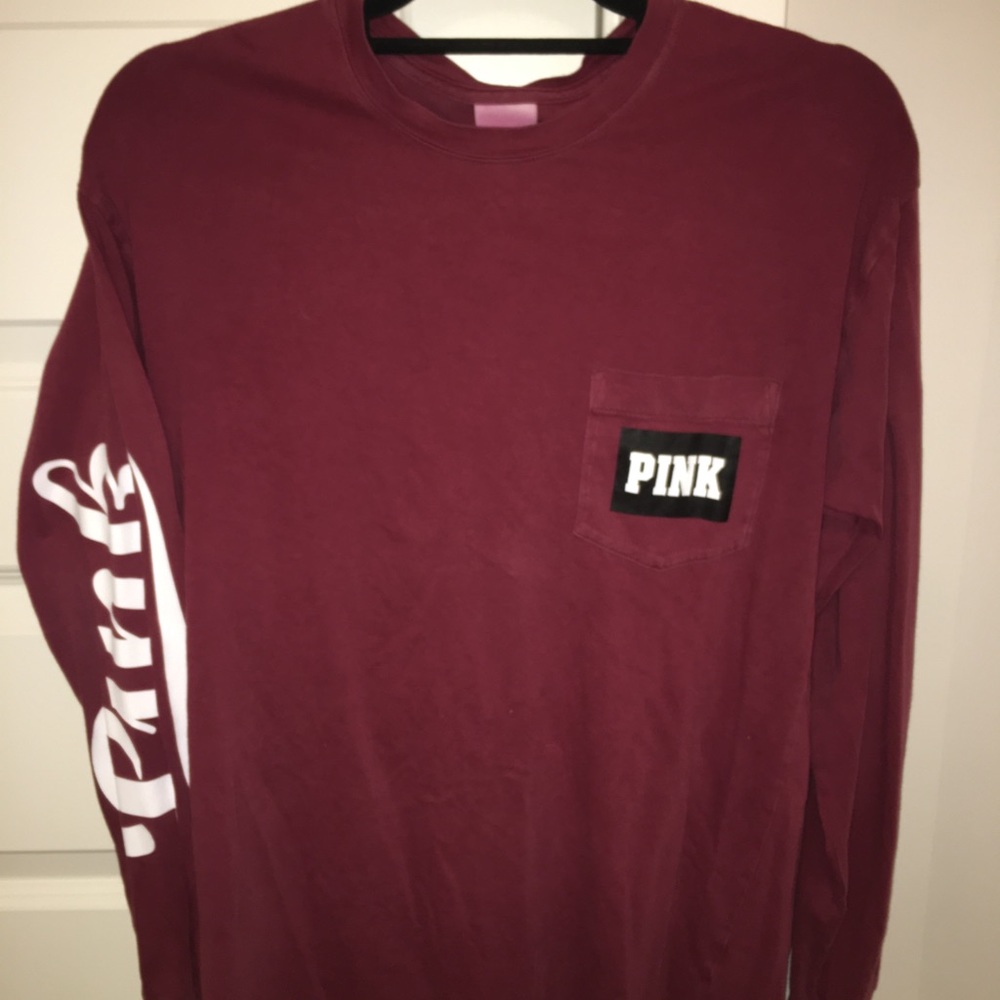 Pink (brand) Maroon Long-Sleeve T-Shirt